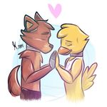  &lt;3 animatronic anthro canine chica_(fnaf) duo female five_nights_at_freddy&#039;s fox foxy_(fnaf) fur hand_holding machine male male/female mammal robot romantic_couple unknown_artist video_games 
