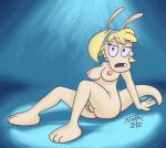 anthro areola blonde_hair breasts claudette_(rocko's_modern_life) clitoral_hood digital_media_(artwork) feet female fingers fur genitals hair looking_at_viewer macropod mammal marsupial nickelodeon nipples nude pubes pussy rocko's_modern_life simple_background sitting solo spotlight tail toes tvma wallaby