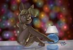anthro areola blonde_hair breasts brown_body brown_fur butt deer digital_media_(artwork) feet female fingers fur genitals hair looking_at_viewer mammal nipples nude plantigrade pubes pussy rosana_(tvma) sitting soles solo tail toes tvma