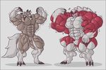  2016 3_fingers 3_toes abs armpits biceps big_biceps big_tail black_claws black_nose blue_eyes border brown_fur canine cheek_tuft chest_tuft claws colored digitigrade flexing fluffy fluffy_tail front_view fur hair hyper hyper_muscles light lycanroc male mammal manly midday_lycanroc midnight_lycanroc multicolored_fur muscular muscular_male nintendo nude obliques open_frown pecs pink_sclera pink_tongue pok&eacute;mon pose red_fur schwartzgeist serratus shaded simple_background standing toes tongue tongue_out toony tuft two_tone_fur video_games were werewolf white_background white_eyes white_fur white_hair wolf 