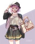  :d adjusting_clothes adjusting_hat bag belt black_bow black_hat black_skirt blouse blush bow bracelet commentary cowboy_shot empew hat hat_bow heterochromia holding holding_bag jacket jewelry open_clothes open_jacket open_mouth original pink_eyes pink_hair purple_eyes ring short_hair skirt smile solo suit_jacket teeth twitter_username watch white_blouse wristwatch 