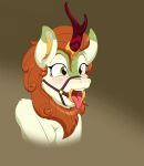 animated anthro autumn_blaze_(mlp) blush breasts brown_eyes brown_hair caroo cleavage clothed clothing cock_gag collar dildo dragon earplugs female friendship_is_magic gag hair hasbro headgear headwear hi_res hood horn horn_jewelry horn_ring jewelry kirin latex latex_clothing latex_headwear latex_hood latex_mask latex_skinsuit long_image mask my_little_pony mythological_creature mythological_scalie mythology oral ring_(jewelry) ring_gag scalie sensory_deprivation sensory_deprivation_hood sex_toy skinsuit solo tall_image tight_clothing tongue tongue_out x-ray_view zipper
