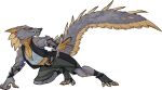 2025 absurd_res anthro armor big_tail boots bottomwear bracers capcom claws clothed clothing fan_character fanged_wyvern footwear fuse_(razim) grey_body grey_scales hi_res jacket kendraw lunagaron male monster_hunter orange_body orange_eyes orange_scales padded_palms scales scalie shirt shoes shorts spikes tail tobi-kadachi tobi-lunagaron toe_claws topwear vest