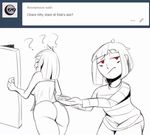  2016 ? ambiguous_gender anonymous ask_blog bottomless butt chara_(undertale) clothed clothing human invalid_tag mammal protagonist_(undertale) red_eyes striped_shirt tumblr undertale unknown_artist video_games 