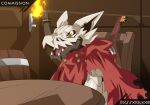 anthro bandai_namco bard cantoril cape claws cloak clothing digimon digimon_(species) feral hackmon hi_res horn looking_at_viewer lute male musical_instrument officialseraphimon plucked_string_instrument scalie solo string_instrument sulcus tavern white_body