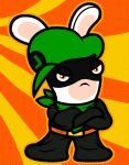 2024 anthro belt belt_buckle black_jumpsuit black_mask buckle captainquack64 closed_frown clothed clothed_anthro clothed_male clothing crossover digital_drawing_(artwork) digital_media_(artwork) english_description flat_colors frown frowning_at_viewer fully_clothed fully_clothed_anthro fully_clothed_male fur furrowed_brow green_clothing green_hat green_headwear green_kerchief green_neckerchief hat headgear headwear kerchief lagomorph long_ears looking_at_viewer male male_anthro mammal mario_bros mario_plus_rabbids_kingdom_battle mouth_closed multicolored_body neckerchief neckwear nintendo noseless orange_belt orange_eyes orange_outline outline rabbid rabbid_luigi rabbid_mr._l raving_rabbids rayman_(series) simple_background solo tan_body tan_inner_ear tan_skin two_tone_body ubisoft white_body white_fur