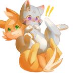  ! blue_fur blush brown_fur canine cat cub cute duo featureless_crotch feline fox fur green_eyes holding_character male male/male mammal purple_eyes simple_background sitting spread_legs spreading white_background young 典藏haodai 