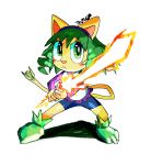  action_pose animal_humanoid anthro boki_lamira cat_humanoid clothed clothing copy_kitty crown crystal_armor digital_media_(artwork) drill_curls energy_sword eyelashes felid felid_humanoid feline feline_humanoid female green_body green_eyes hair headgear hi_res humanoid looking_at_viewer mammal mammal_humanoid melee_weapon pose simple_background solo sword tail tentakustar tiara weapon whiskers 