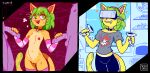  anthro boki_lamira breasts copy_kitty domestic_cat double_handjob felid feline felis female genitals group half-erect handjob hi_res male male/female mammal navel penile penis pussy sex stu_(artist) trio virtual_reality 