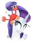  &lt;3 2016 arthropod blue_eyes crab crustacean equine female feral friendship_is_magic fur hair horn joakaha magic mammal marine my_little_pony portrait purple_hair rarity_(mlp) simple_background solo unicorn white_background white_fur 