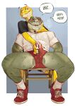 2025 5_fingers absurd_res alligator alligatorid anthro balls banana_da_boi barely_visible_balls barely_visible_genitalia biped black_clothing black_shirt black_t-shirt black_topwear blush bodily_fluids bottomwear breath bulge chair claws clothed clothing crocodilian cum cum_in_clothing cum_in_pants cum_on_chest cum_on_face cum_on_glasses cum_on_own_chest cum_on_own_face cum_on_partner&#039;s_face cum_on_partner&#039;s_glasses cum_on_partner&#039;s_hand cum_on_self cum_through_clothing cum_through_pants cum_through_shorts cumshot dan_(serex) detailed_bulge dialogue duo ejaculation english_text erection erection_under_clothing eyewear fingers floating_eyebrows footwear fully_clothed furniture genital_fluids genital_outline genitals glasses green_body green_scales hand_on_neck handjob handjob_through_clothing hi_res holding_bulge kneeling lizard male male/male on_chair open_mouth penile penis_outline red_bottomwear red_clothing red_shorts red_sneakers reptile scales scalie sex sharp_teeth shirt shorts signature simple_background sitting sitting_on_chair socks speech_bubble spread_legs spreading t-shirt teeth tenting text topwear wearing_glasses wet wet_clothing white_clothing white_footwear white_sclera white_shirt white_socks white_t-shirt white_topwear yellow_body yellow_scales yellow_sclera