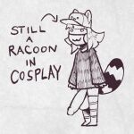 2024 anthro balls big_balls big_penis chibi clothing cosplay genitals hat headgear headwear huge_balls huge_penis hyper hyper_balls hyper_genitalia male mammal mask noah_(peculiart) owo peculiart penis procyonid raccoon sketch solo tail text wig