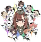  6+girls aila_paivikki_linnamaa animal_ears aohashi_ame bird_ears bird_girl bird_tail black_hair black_thighhighs blonde_hair blue_eyes braid brown_eyes brown_hair cat_ears cat_girl cat_tail chibi dog_ears dog_girl dog_tail eleonore_giovanna_gassion garrison_cap glasses grace_maitland_steward green_jacket happy hat highres jacket joanna_elizabeth_stafford long_hair looking_at_viewer lyudmila_andreyevna_ruslanova manaia_matawhaura_hato maria_magdalena_dietrich military military_hat military_uniform multiple_girls necktie open_mouth orange_hair sheep_ears sheep_girl shibuya_inori short_hair simple_background smile squirrel_ears squirrel_girl squirrel_tail strike_witches sylvie_cariello tail thighhighs virginia_robertson white_background white_hair wolf_ears wolf_girl wolf_tail world_witches_series 