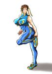  arks bad_id bad_pixiv_id breasts china_dress chinese_clothes chun-li double_bun dress highres large_breasts solo street_fighter tight 