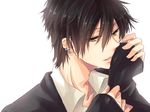  black_hair green_eyes long_sleeves male_focus nmunco solo sweater tennis_no_ouji-sama white_background zaizen_hikaru 