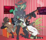 anthro bodily_fluids breasts cementovercoat clothed clothing cum cum_in_pussy cum_inside cumshot cunnilingus death ejaculation erection facial_scar female female_death fish genital_fluids genitals gore group gun gunshot_wound handgun headshot_(disambiguation) hi_res hitwoman legwear mafia male male/female male_death marine no_underwear nude nude_female nude_male oral pattern_clothing pattern_legwear penis pistol pussy ranged_weapon scar sex shark shooting striped_clothing striped_legwear stripes submachine_gun thompson_gun tongue tongue_out trio vaginal weapon