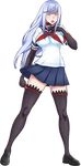  absurdres breasts full_body gloves highres kjech large_breasts long_hair megami_saiko official_art open_mouth school_uniform silver_hair solo thighhighs transparent_background white_eyes white_hair yandere_simulator 