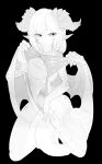 2020 4_hands absurd_res animate_inanimate anthro back_wings biped bodily_fluids breasts claws confusing_perspective dragon erection featureless_breasts featureless_crotch female front_view genitals glans gynomorph hair hi_res hollow_body horn intersex inviting kneeling living_clothing looking_at_viewer markings membrane_(anatomy) membranous_wings monochrome multi_hand mxl mythological_creature mythological_scalie mythology nude open_mouth penis scales scalie simple_background sitting sitting_on_ground solo spread_legs spreading tail unusual_anatomy white_hair winged_arms wings