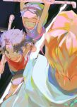  3boys ^_^ aged_down bandaid bandaid_on_face black_hair blonde_hair brothers closed_eyes commentary_request elbow_pads freckles hat holding korean_commentary looking_at_another male_focus monkey_d._luffy multiple_boys one_piece portgas_d._ace running sabo_(one_piece) senzzang shorts siblings single_elbow_pad smile straw_hat 