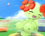  anthro anthrofied bellossom big_breasts breasts drifloon female flora_fauna flower grass nintendo nipples open_mouth outside plant pok&eacute;mon pok&eacute;morph sky unknown_artist video_games water wet 