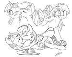  2016 black_and_white caboni32 cutie_mark duo equine eyes_closed feathered_wings feathers female female/female feral friendship_is_magic hair half-closed_eyes hooves horn licking line_art mammal monochrome my_little_pony one_eye_closed open_mouth pegasus rainbow_dash_(mlp) tongue tongue_out twilight_sparkle_(mlp) winged_unicorn wings 