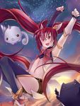  1girl alternate_costume alternate_hair_color jinx_(league_of_legends) league_of_legends long_hair magical_girl red_hair shiro_(league_of_legends) shorts star_guardian_jinx thighhighs twintails 