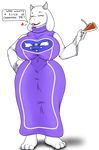  2016 alpha_channel anthro big_breasts big_butt breasts butt caprine clothing day-tripper-guy eyes_closed female food goat hand_on_hip horn huge_breasts mammal pie simple_background slightly_chubby solo standing text toriel transparent_background undertale video_games voluptuous wide_hips 