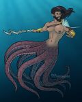 abs animal_humanoid armor beard bracers bulging_breasts cecaelia_humanoid cecaelia_taur cecaeliea cephalopod cephalopod_humanoid coleoid dark_hair facial_hair frankly-art gold_(metal) gold_armor hair hi_res humanoid long_hair male marine marine_humanoid melee_weapon merfolk mollusk mollusk_humanoid navel nipples octopodiform octopus octopus_humanoid octopus_merfolk octopus_taur pattern_(disambiguation) pecs polearm seashell shell shell_armor smile solo spear split_form squeezing_pec suckers talu_(frankly-art) tan_body tan_skin taur tentacles tight_armor waist weapon yellow_eyes