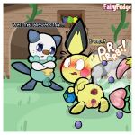 1:1 anal_fluids animal_genitalia annoyed anus balls berry blue_eyes blush blush_lines bodily_fluids brown_eyes butt butt_grab crossed_arms dialogue digital_media_(artwork) duo emanata embarrassed fairyfudge fart female feral food food_fetish food_insertion food_play fruit gaping gaping_anus gaping_vagina generation_2_pokemon generation_5_pokemon genital_fluids genitals hand_on_butt hi_res improvised_sex_toy inside looking_back male nanab_berry nintendo open_mouth oran_berry oshawott pecha_berry pichu plant pokemon pokemon_(species) pokemon_berry rear_view sheath signature smile sound_effects speech_bubble surprised vaginal_fluids vowelless vowelless_sound_effect vulva wide_eyed