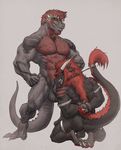  backsack balls bdsm bladerush_(character) bound claws cum cum_in_mouth cum_inside dinosaur dragon erection fellatio forced forge_(artist) kneeling looking_down male male/male muscular muscular_male nude oral scalie sex shackles tagg 