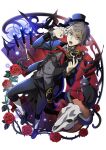  1boy animal_skull ascot black_cat black_pants bungou_stray_dogs candle cat claw_pose flower frilled_sleeves frills full_body glowing glowing_eyes grey_hair grey_vest halloween hand_up hat holding holding_mask jacket long_sleeves looking_at_viewer male_focus mask masquerade_mask multicolored_eyes multicolored_hair nakajima_atsushi_(bungou_stray_dogs) neck_ribbon official_alternate_costume official_art open_mouth pants pinstripe_pattern pinstripe_shirt plant purple_eyes red_flower red_ribbon red_rose ribbon rose shirt shoes short_hair skull solo stairs striped_clothes striped_shirt suit third-party_source transparent_background unworn_mask vertical-striped_clothes vertical-striped_shirt vest vines yellow_eyes 