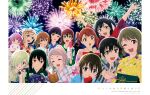  6+girls absurdres artbook asaka_karin asymmetrical_hair black_hair blonde_hair blue_eyes blue_kimono blunt_bangs blunt_ends bob_cut bow braid braided_bun brown_hair candy_apple closed_eyes emma_verde fireworks floral_print food freckles gradient_hair green_eyes green_hair grey_eyes grey_hair hair_between_eyes hair_bow hair_bun hair_ornament hair_over_one_eye half_updo hand_fan highres holding holding_fan japanese_clothes kimono konoe_kanata long_hair looking_at_viewer love_live! love_live!_nijigasaki_high_school_idol_club medium_hair mia_taylor mifune_shioriko miyashita_ai mole multicolored_hair multiple_girls multiple_moles nakasu_kasumi night night_sky nijigasaki_school_uniform non-web_source obi official_art one_eye_closed one_side_up open_mouth orange_eyes orange_hair osaka_shizuku paper_fan pink_eyes pink_hair ponytail print_kimono purple_eyes purple_hair red_bow red_eyes red_kimono ribbon sash school_uniform short_hair short_ponytail sidelocks single_side_bun sky smile streaked_hair swept_bangs takasaki_yu tennoji_rina twintails two-tone_hair uehara_ayumu v white_kimono yellow_eyes yellow_kimono yukata yuki_setsuna zhong_lanzhu 