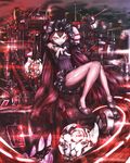  bad_id bad_pixiv_id black_dress black_hair black_legwear black_nails bodystocking bonnet breasts closed_mouth covered_navel dress enemy_aircraft_(kantai_collection) foreshortening full_body glowing glowing_eyes gothic_lolita highres horns isolated_island_oni kantai_collection lolita_fashion long_hair looking_at_viewer nail_polish onboro_(clunker) pale_skin pantyhose pointing pointing_at_viewer red_eyes shinkaisei-kan small_breasts smile solo turret very_long_hair white_skin 