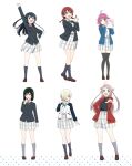  6+girls ahoge artbook black_hair black_jacket black_thighhighs blonde_hair blue_eyes blue_jacket blunt_bangs blunt_ends bow braid brown_hair cardigan emma_verde freckles green_hair green_ribbon grey_eyes grey_socks hair_between_eyes hair_ornament hair_over_one_eye highres jacket long_hair long_sleeves looking_at_viewer love_live! love_live!_nijigasaki_high_school_idol_club mia_taylor mifune_shioriko multiple_girls neck_ribbon nijigasaki_school_uniform non-web_source official_art open_clothes open_jacket open_mouth pink_hair pleated_skirt pointing pointing_at_viewer purple_eyes red_bow red_eyes red_ribbon ribbon rina-chan_board school_uniform shirt short_hair sidelocks sketchbook skirt smile socks standing swept_bangs tennoji_rina thighhighs twin_braids twintails white_background white_shirt white_skirt winter_uniform yellow_eyes yellow_ribbon yuki_setsuna zhong_lanzhu 