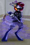 anthro canid canine clothing felid feline female gas gas_cylinder gas_mask grajess harness herm hi_res hybrid intersex latex latex_clothing latex_legwear latex_skinsuit latex_stockings legwear mammal mask mossky skinsuit stockings tight_clothing