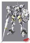  armor gundam gundam_gquuuuuux gyan_(gquuuuuux) highres holding holding_polearm holding_weapon lance mecha mecha_focus mobile_suit one-eyed polearm robot science_fiction shield taiga_hiroyuki weapon zeon 