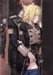  1girl 2boys against_wall ashe_ubert blonde_hair blunt_bangs blush book breasts clothes_pull commentary_request doehorn faceless faceless_male facing_away fingering fingering_from_behind fire_emblem fire_emblem:_three_houses garreg_mach_monastery_uniform grabbing_another&#039;s_breast grabbing_from_behind green_eyes grey_hair groping heart heavy_breathing hetero highres holding holding_book ingrid_brandl_galatea long_hair long_sleeves looking_down medium_breasts multiple_boys nose_blush open_mouth pantyhose pantyhose_pull pillar public_indecency pussy_juice quiver scabbard sheath short_hair squishing standing steaming_body sweat sword thighs twitter_username vaginal weapon 