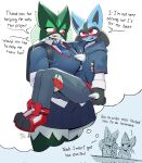 anthro arzy_parzy blush carrying_another daydream duo female generation_4_pokemon generation_7_pokemon generation_9_pokemon hi_res litten lucario male male/female meowscarada nintendo pokemon pokemon_(species)