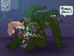 2022 after_anal all_fours anthro anus artist_logo artist_name balls begging big_balls big_butt biped blue_anus bodily_fluids body_writing brown_eyes bubble_butt butt crocodile crocodilian cum cum_in_ass cum_inside cum_on_balls cum_on_butt cum_on_ground degradation dialogue dirty_talk disembodied_penis duo english_text erection excessive_cum excessive_genital_fluids feet fingers genital_fluids genitals glans green_body green_scales hand_on_butt head_turned hi_res human humanoid_feet humanoid_genitalia humanoid_hands humanoid_penis inside logo looking_pleasured male male/male mammal non-mammal_balls nude_anthro nude_male open_mouth penis plantigrade presenting presenting_anus presenting_hindquarters raised_tail rear_view reptile scales scalie speech_bubble spread_butt spreading streif tail talking_to_viewer tally_marks text toes