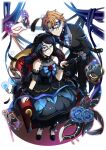  1boy 1girl armchair bare_shoulders black_feathers black_gloves black_hair black_pants blue_flower blue_rose bow braid brother_and_sister bungou_stray_dogs candle chair closed_mouth detached_sleeves dress feathers flower frilled_hairband frills full_body game_cg gloves gothic_lolita hair_flower hair_ornament hairband half_mask halloween holding_hands jewelry lolita_fashion long_hair long_sleeves looking_at_viewer mask masquerade_mask mole mole_under_eye official_alternate_costume official_alternate_hairstyle official_art orange_hair pants rose shoes short_hair siblings sitting sleeveless sleeveless_dress smile striped_bow suit swept_bangs tanizaki_junichirou_(bungou_stray_dogs) tanizaki_naomi third-party_source thorns transparent_background twin_braids wrist_cuffs 