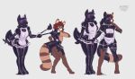 2024 after_transformation ailurid anthro anthromage apron balls breasts brown_body brown_fur butt canid cleaning_tool clothing digital_media_(artwork) drone dronification duo erection feather_duster fur genitals goo_transformation green_eyes green_nose gynomorph hair hi_res intersex latex latex_transformation maid_headdress maid_uniform male mammal mask null_bulge open_mouth penis red_hair red_panda short_hair simple_background standing tail transformation uniform visor
