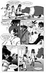 2011 angry annoyed anthro argument barefoot black_and_white black_body black_fur black_tail bob_vorsh_(jack) cape cheek_tuft claws clenched_teeth clothed clothed_feral clothing cold comic common_hippopotamus countershade_neck countershading crossover dialogue dinosaur english_text eye_contact eyewear facial_tuft feet female feral fist fur gesture glasses group gulonine hair hand_gesture hand_in_pocket hi_res hippopotamid husband_and_wife inner_ear_fluff jack_salem leading lisa_svaloe_(jack) long_tail looking_at_another looking_back looking_forward male mammal married_couple marten melee_weapon monochrome mustelid musteline offended offering_sex onomatopoeia patch_(fabric) patched_clothing pince-nez pockets pointing pointing_at_another prehistoric_species profanity reptile roz_gibson sable_(marten) scalie scarf shirt solo_focus sound_effects speech_bubble standing steamy_breath sword tail talking_to_another teeth text text_on_clothing text_on_shirt text_on_topwear topwear tuft walking weapon whiskers yelling yelling_at_another