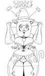  anthro cally_(artist) clothing corset feline female halloween holidays lingerie mammal miranda_(wakfu) sketch solo 