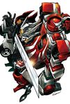  autobot back-to-back bad_id bad_pixiv_id drift glowing glowing_eyes grin kotteri mecha multiple_boys no_humans ratchet robot science_fiction smile sword transformers weapon 