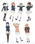 6+girls arms_behind_head artbook asaka_karin asymmetrical_hair black_hair black_jacket black_pantyhose black_thighhighs blazer blonde_hair blue_eyes blunt_bangs bob_cut bow braid brown_hair buttons cardigan collared_shirt gradient_hair green_eyes green_hair green_ribbon grey_hair grey_socks hair_between_eyes hair_bow hair_bun hair_ornament half_updo highres jacket konoe_kanata loafers long_hair long_sleeves looking_at_viewer love_live! love_live!_nijigasaki_high_school_idol_club medium_hair miyashita_ai multicolored_hair multiple_girls nakasu_kasumi neck_ribbon nijigasaki_school_uniform non-web_source official_art one_eye_closed open_clothes open_jacket open_mouth orange_eyes osaka_shizuku pantyhose pink_eyes pink_hair plaid_clothes plaid_skirt pleated_skirt ponytail purple_eyes purple_hair red_bow red_ribbon ribbon school_uniform shirt shoes short_hair sidelocks simple_background single_side_bun skirt smile socks takasaki_yu thighhighs twintails two-tone_hair uehara_ayumu white_background white_shirt white_skirt winter_uniform yellow_eyes yellow_ribbon 
