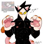 2025 4_fingers absurd_res anthro artbyyellowdog biped black_body claws deltarune digital_media_(artwork) english_text felid feline finger_claws fingers hi_res male male_anthro mammal muscular muscular_anthro muscular_male navel nipples pawpads paws pecs pink_pawpads solo swatch_(deltarune) swatchling text undertale_(series)