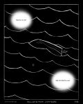 2025 absurd_res anthro black_background boat border canid canine canis comic darkness dialogue domestic_dog greyscale hi_res macleish_(sharkinthepark) male mammal monochrome motorboat_(boat) night panicking propeller screaming sea sharkinthepark simple_background sinking solo speech_bubble swimming upside_down vehicle water watercraft wave