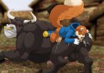 anal anthro anthro_on_feral backsack balls bestiality black_body black_fur blue_clothing blue_footwear blue_hoodie blue_shoes blue_topwear blurred_background bodily_fluids bottomless bovid bovine buckteeth bugger_lugs bull_ring butt cattle clothed clothing conker conker&#039;s_bad_fur_day cum cum_drip cum_on_butt cum_on_leg day dripping duo erection eyes_closed facial_piercing feral footwear foreskin fur furryratchet genital_fluids genitals gloves grass grey_balls grey_body grey_fur handwear hi_res hoodie hooves horn humanoid_genitalia humanoid_penis looking_back male male/male mammal muscular muscular_feral muscular_male nose_piercing nose_ring nude_feral oral orange_body orange_fur outside partially_clothed penis piercing plant raised_tail rareware red_sclera rimming ring_piercing rodent saliva_on_butt sciurid sex shoes size_difference tail tail_tuft tan_balls tan_penis teeth topwear tree_squirrel tuft white_body white_fur yellow_clothing yellow_footwear yellow_shoes