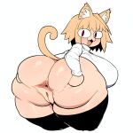 1:1 animal_humanoid anus bbmanbe big_breasts big_butt blonde_hair breasts butt cat_humanoid clothing colored digital_media_(artwork) felid felid_humanoid feline feline_humanoid female genitals hair huge_breasts huge_butt humanoid legwear mammal mammal_humanoid neco-arc red_eyes shirt simple_background smile solo stockings tail thick_thighs topwear tsukihime type-moon white_background wide_hips