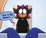 2025 anthro bathroom bathtub beastofeuthanasia bent_legs black_body black_clothing black_eyebrows black_eyes black_fur black_nose black_shirt black_t-shirt black_topwear blue_body blue_fur blue_wall clothed clothed_anthro clothed_male clothing colored dialogue digital_drawing_(artwork) digital_media_(artwork) doorway duo english_description english_text eulipotyphlan eyebrows fur hedgehog inside light lighting looking_at_another looking_down_at_partner male male_anthro mammal markings mostly_offscreen_anthro mostly_offscreen_character mostly_offscreen_male multicolored_body multicolored_fur red_markings sega shaded shadow_the_hedgehog shirt shower_curtain sonic_the_hedgehog sonic_the_hedgehog_(series) speech_bubble standing t-shirt tan_body tan_inner_ear tan_skin text thick_eyebrows tile tile_wall topwear wall_(structure) wet wet_body wet_legs